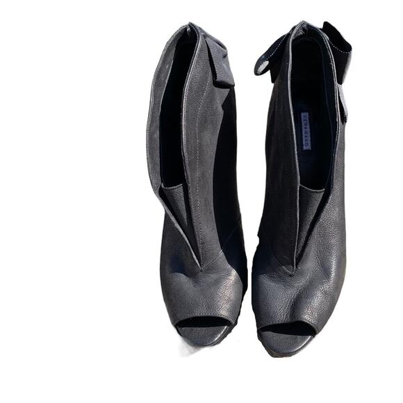 Vera Wang Shoes Royce Bow Back Leather Stiletto Peep Toe Ankle Bootie 9M y2K - Picture 9 of 11